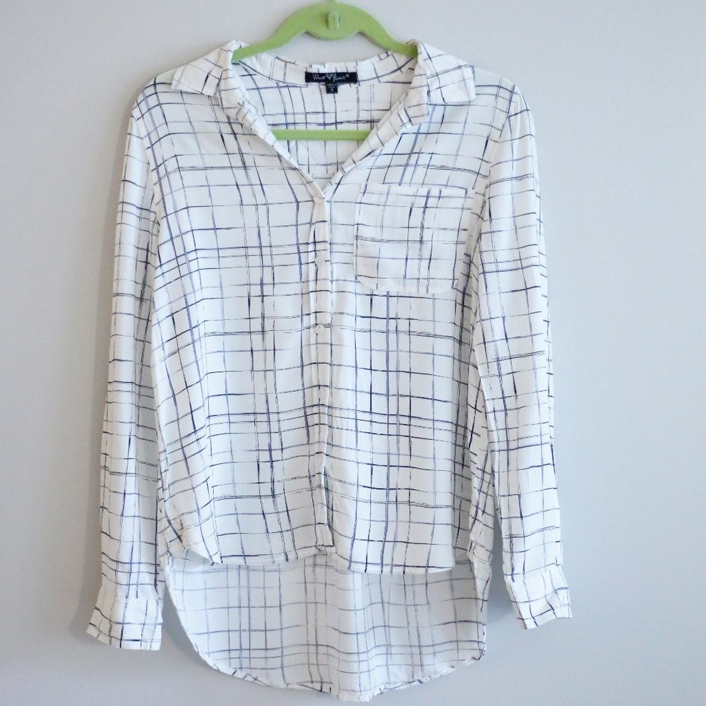 White/Blue Long Sleeve Blouse